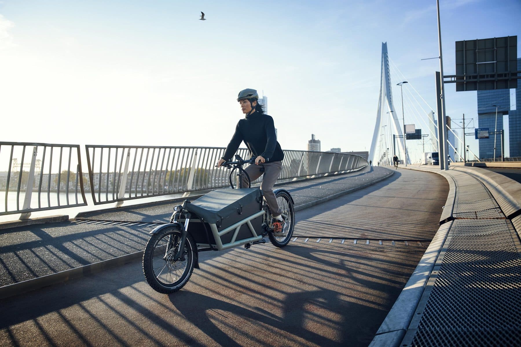 Lastenrad auf einer Brücke